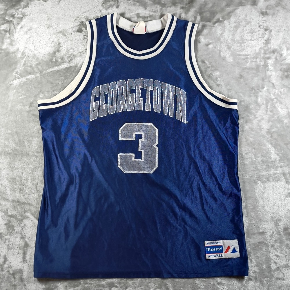 Vintage Georgetown Hoyas Jersey Mens XXL Majestic 3 90s Basketball NCAA Made USA